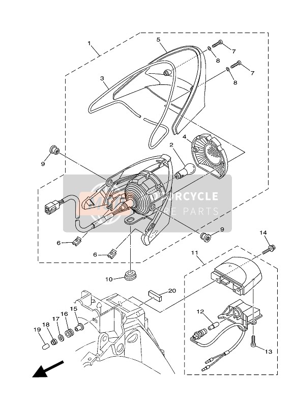 5D6847450000, Zulassungs. Leuchte Kompl., Yamaha, 0